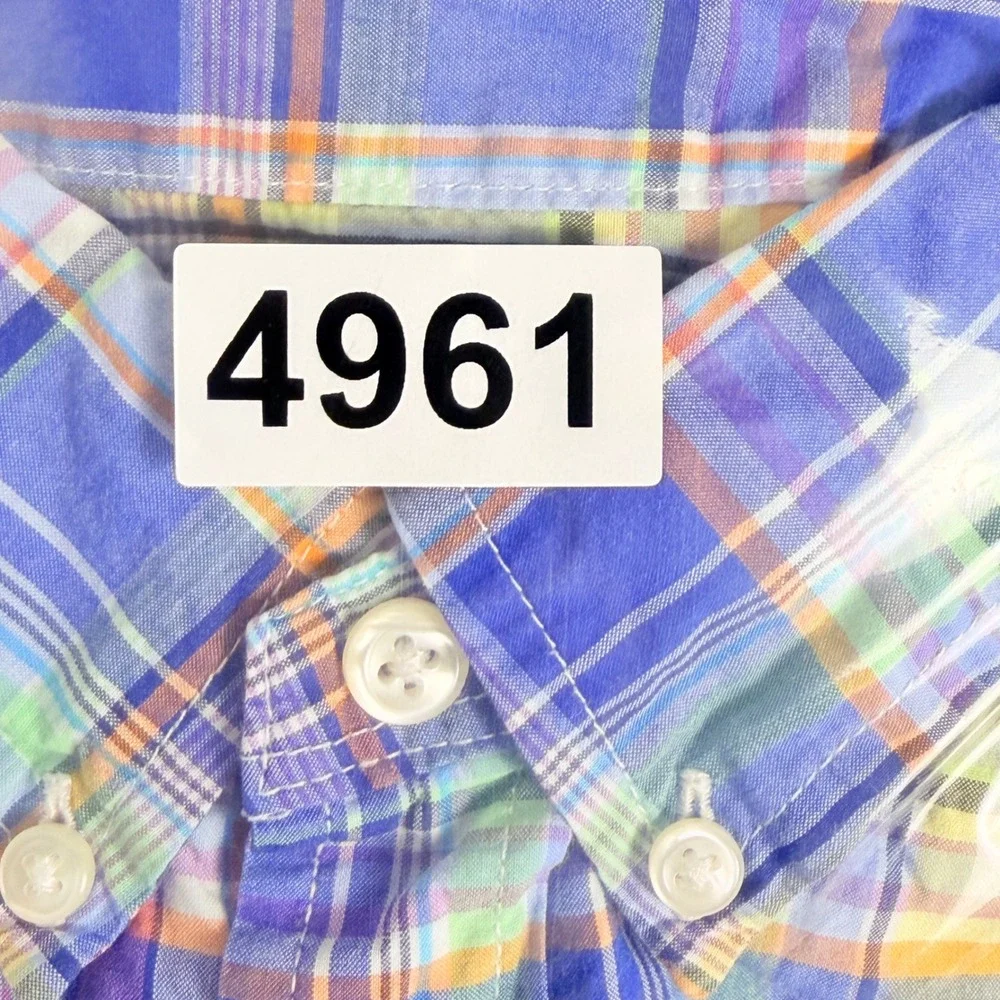 Ralph Lauren Button Down Shirt Boys L 14-16 Multicolor Madras Plaid Prep Pony